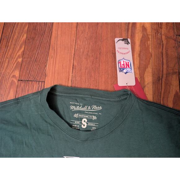 Mitchell and Mess Brian Dawkins Green Throwback T-Shirt Jersey Mens Small NWT - Picture 5 of 6